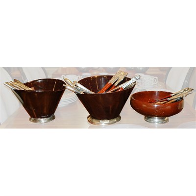 Lot 279 - Group of Three Silver Plated Mounted Wood...