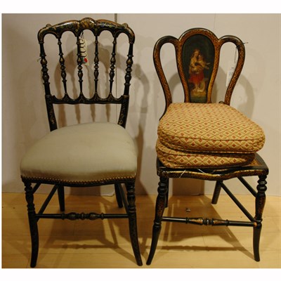 Lot 288 - Two Victorian Style Gilt Decorated and Black...