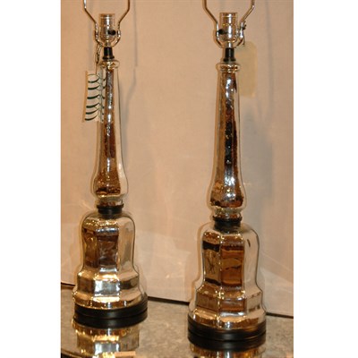 Lot 296 - Pair of Mercury Glass Style Lamps Height 21...
