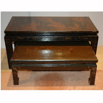 Lot 303 - Two Chinese Gilt Decorated and Black Painted...