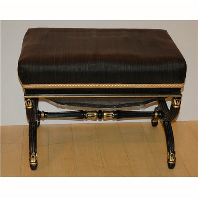 Lot 317 - Empire Style Gilt Decorated Black Painted...