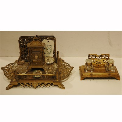 Lot 342 - Group of Four Metal and Glass Inkwells
