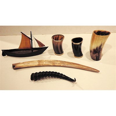 Lot 375 - Group of Bone Articles Including cups,...