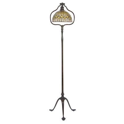 Lot 486 - Tiffany Studios Bronze and Favrile Leaded...