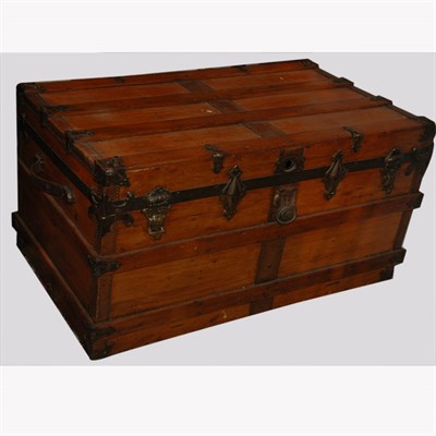 Lot 380 - American Metal Bound Mahogany Trunk Height 22...