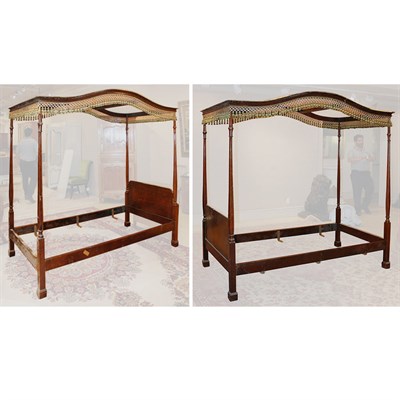 Lot 381 - Pair of Georgian Style Mahogany Canopy Beds...