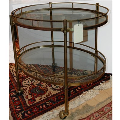 Lot 391 - Brass and Glass Two-Tier Cocktail Cart Height...