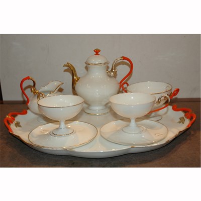 Lot 403 - Continental Porcelain Six-Piece Tete-a-Tete