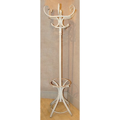 Lot 407 - White Painted Bentwood Coat Rack Height 6 feet...