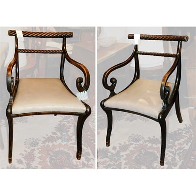 Lot 415 - Pair of Regency Style Mahogany Armchairs