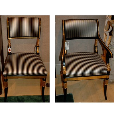 Lot 415 - Set of Eight Regency Style Painted and Parcel...