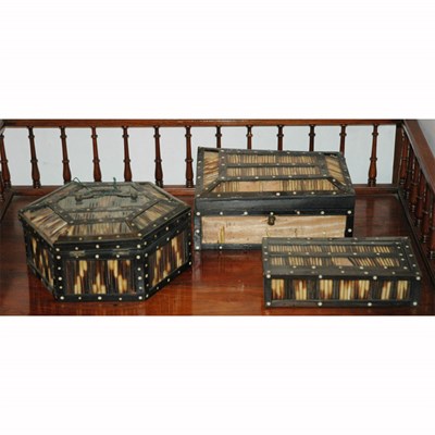 Lot 431 - Group of Eight Porcupine Quill Boxes