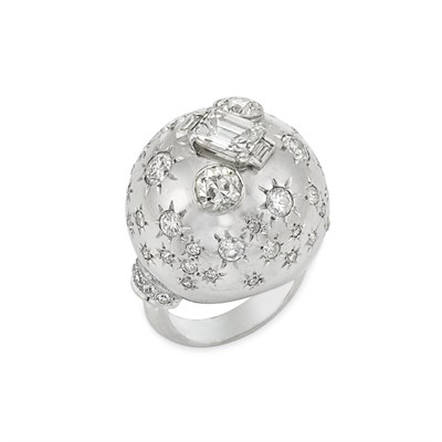 Lot 417 - White Gold and Diamond Dome Ring