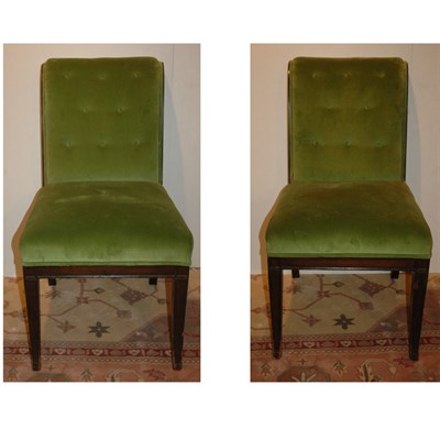 Lot 434 - Pair of Tufted Upholstered Mahogany Chairs