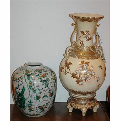 Lot 440 - Satsuma Vase on Stand; Together with a...