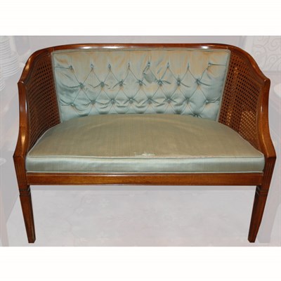 Lot 441 - Neoclassical Fruitwood and Caned Settee Length...