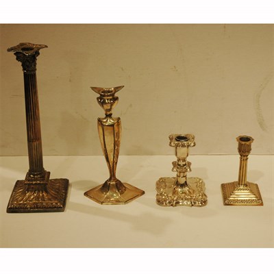 Lot 459 - Set of Four Silver Plated Columnar-Form...