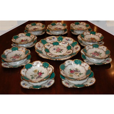Lot 477 - German Transfer Decorated Porcelain Dessert...