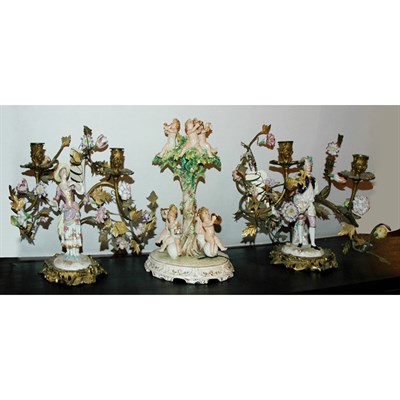 Lot 492 - Pair of Gilt-Metal Mounted German Porcelain...