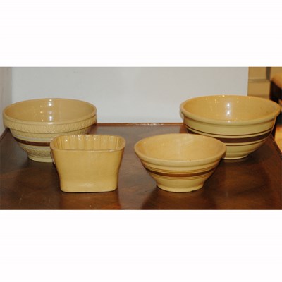 Lot 494 - Group of Six Yellow Glazed Pottery Mixing Bowls
