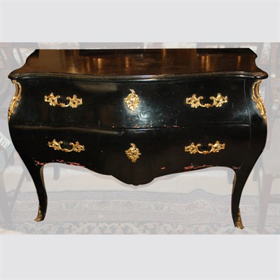 Lot 532 - Louis XV Style Black Painted Commode Height 33...