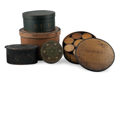 Lot 171 - Group of Four Painted Bentwood Storage Boxes...