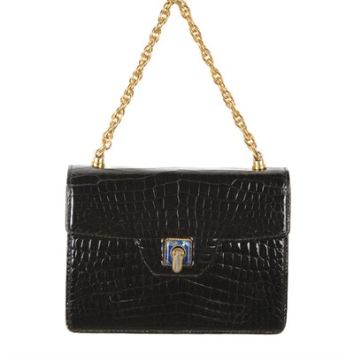 Lot 225 - Gucci Black Alligator Handbag Circa 1960 The...