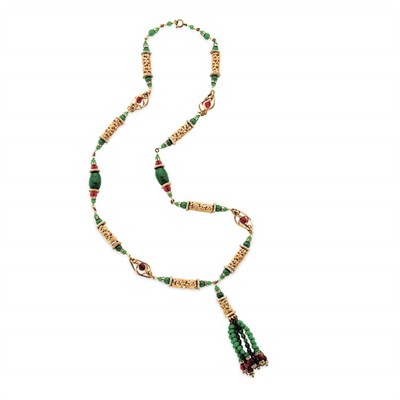 Lot 131 - French Filigree and Glass Bead Sautoir with...