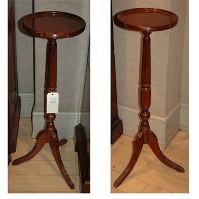 Lot 595 - Pair of Georgian Style Mahogany Candlestands...