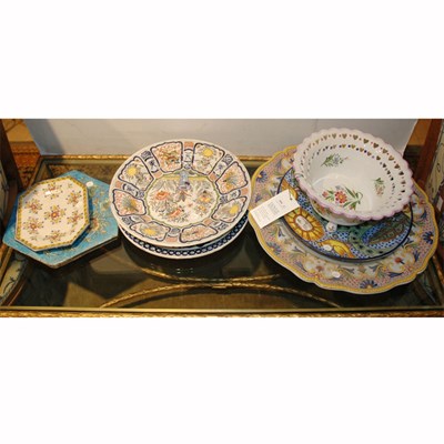 Lot 604 - Group of Seven Continental Faience Table Articles