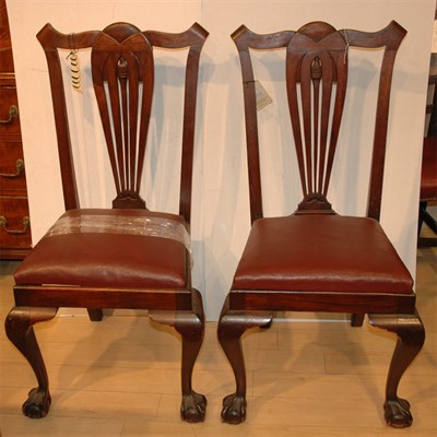 Lot 384 - Set of Six Georgian Style Mahogany Dining Chairs