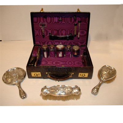 Lot 365 - Assembled Sterling Silver Dresser Set in...