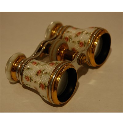 Lot 241 - Pair of Enameled Opera Glasses in Fitted Case...