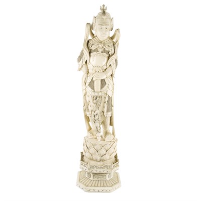 Lot 13A - Chinese Ivory Figure of a Warrior Late...