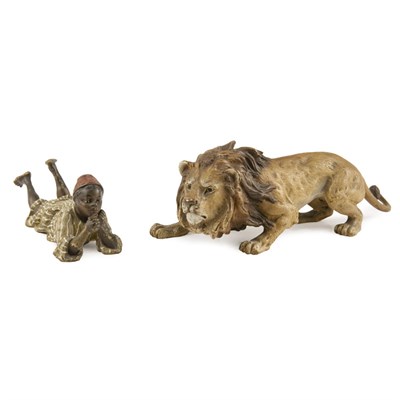 Lot 230 - Two Austrian Cold Painted Bronze Figures...