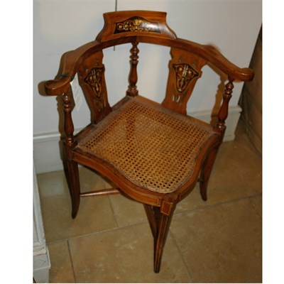 Lot 222 - Georgian Style Inlaid Mahogany Corner Chair