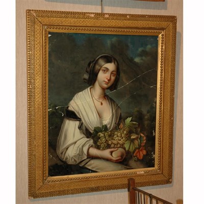 Lot 138A - Reverse Glass Painting Depicting a Young Lady