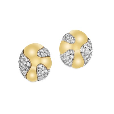 Lot 423 - Pair of Gold, Platinum and Diamond Earclips