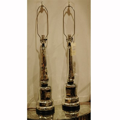 Lot 571 - Pair of Mercury Glass Style Lamps Height 21...