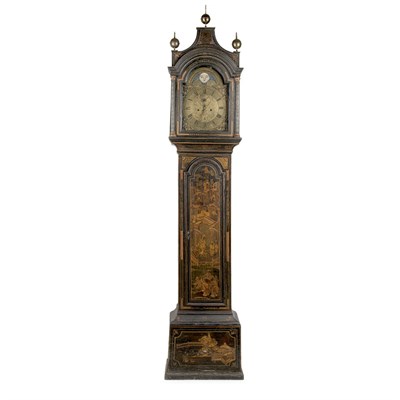 Lot 470 - George III Green Japanned Tall Case Clock...