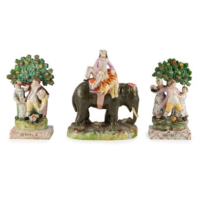 Lot 580 - Pair of English Pearlware Figural Groups 19th...