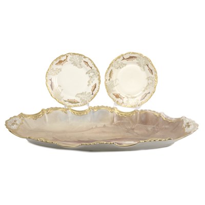 Lot 360 - Limoges Porcelain Fish Platter; Together with...