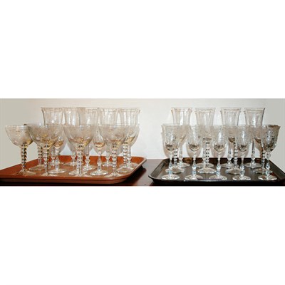 Lot 617 - Group of Etched Glass Stemware Approximately...