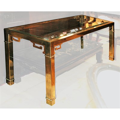 Lot 619 - Chinese Style Glass Top Metal Console Height...