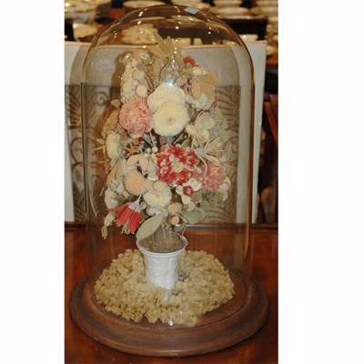 Lot 626 - Victorian Floral Yarn Tree With a glass dome....