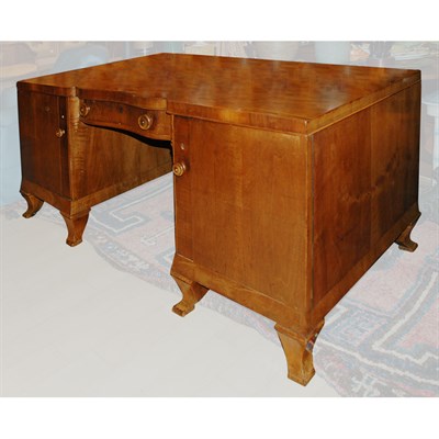 Lot 628 - Biedermeier Style Walnut Double Pedestal Desk...