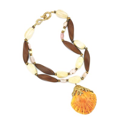 Lot 43 - Yves Saint Laurent Double Strand Wood Necklace...