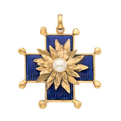 Lot 35 - Yves Saint Laurent Cross Pin/Pendant 1990 Gold-...