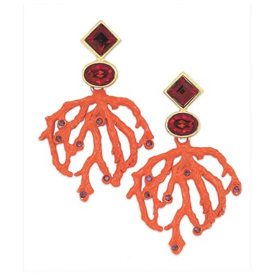 Lot 39 - Pair of Yves Saint Laurent Painted Metal Coral...