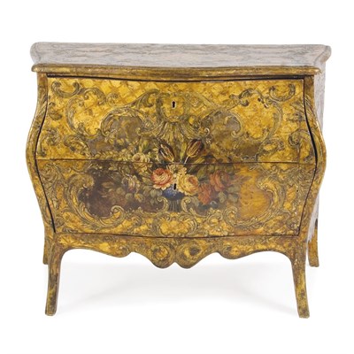 Lot 116 - Continental Rococo Polychrome Painted Commode...